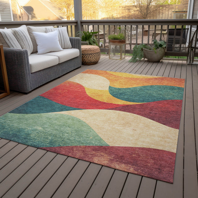 Addison Chantille ACN2184 Swirls Machine Made Transitional Orange Rug
