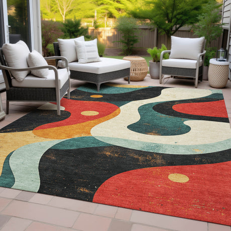 Addison Chantille ACN2185 Swirls Machine Made Transitional Red Rug