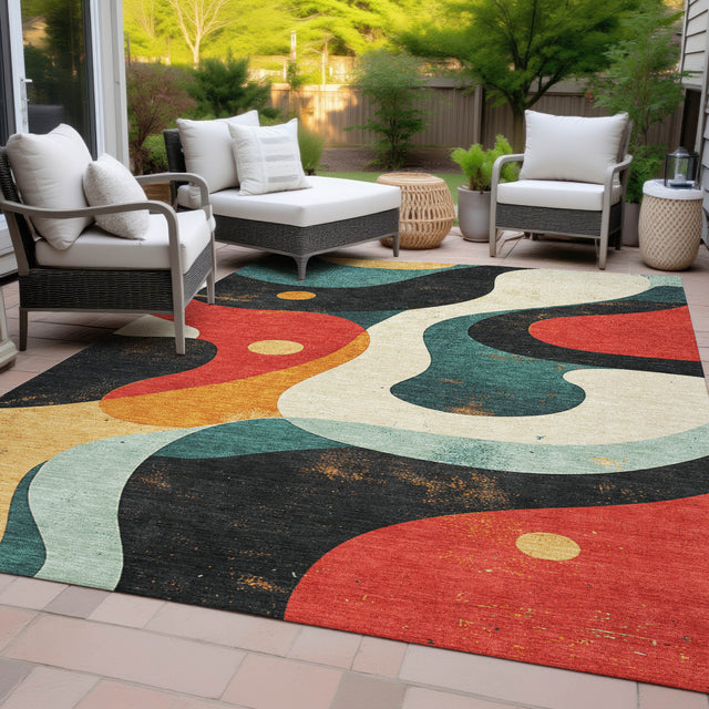 Addison Chantille ACN2185 Swirls Machine Made Transitional Red Rug