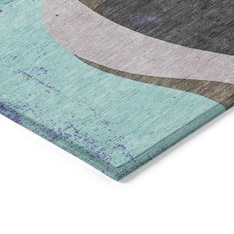 Addison Chantille ACN2185 Swirls Machine Made Transitional Teal Rug