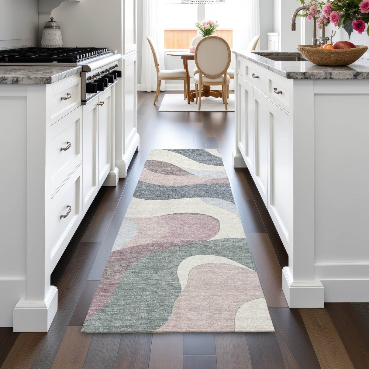 Addison Chantille ACN2186 Swirls Machine Made Transitional Blush Rug