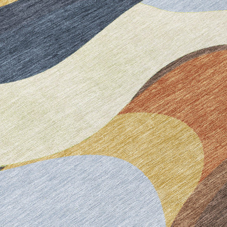 Addison Chantille ACN2186 Swirls Machine Made Transitional Gold Rug