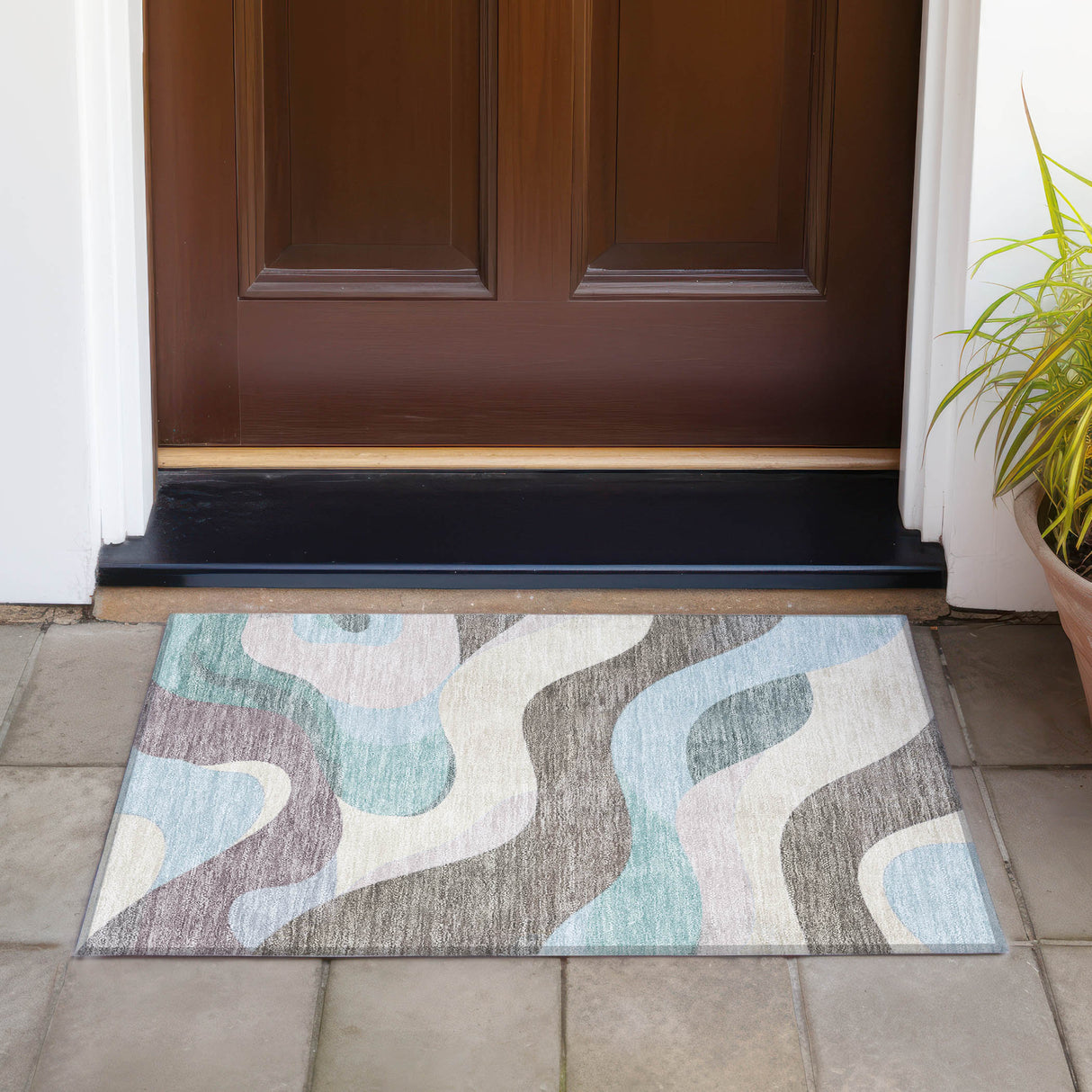 Addison Chantille ACN2186 Swirls Machine Made Transitional Taupe Rug