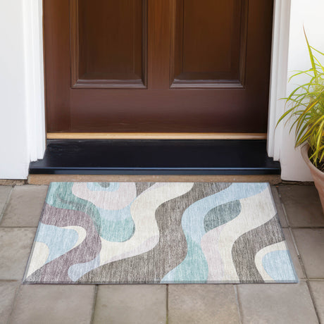 Addison Chantille ACN2186 Swirls Machine Made Transitional Taupe Rug