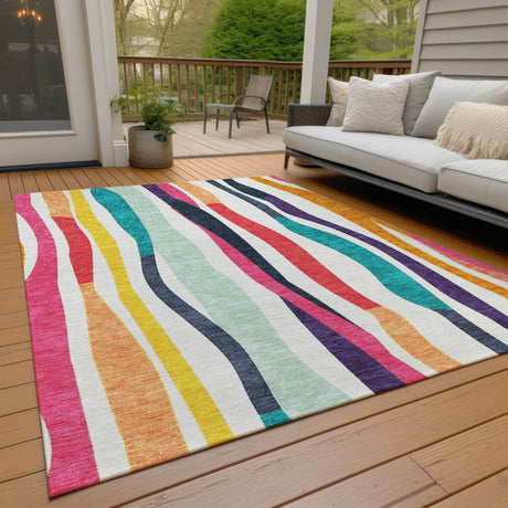 Addison Chantille ACN2188 Stripes Machine Made Transitional Ivory Rug