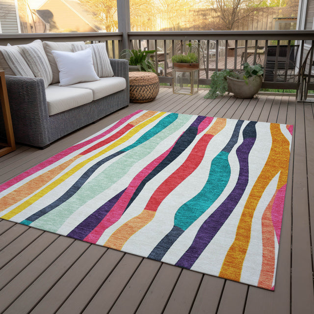 Addison Chantille ACN2188 Stripes Machine Made Transitional Ivory Rug