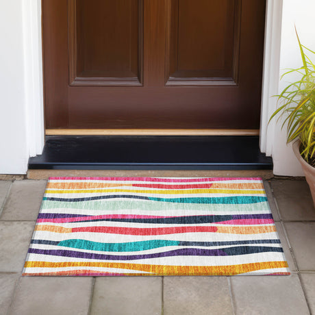 Addison Chantille ACN2188 Stripes Machine Made Transitional Ivory Rug