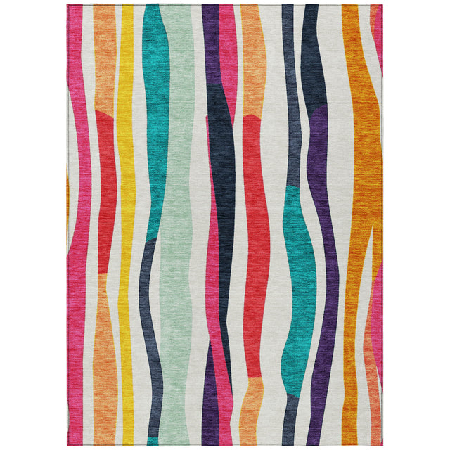Addison Chantille ACN2188 Stripes Machine Made Transitional Ivory Rug