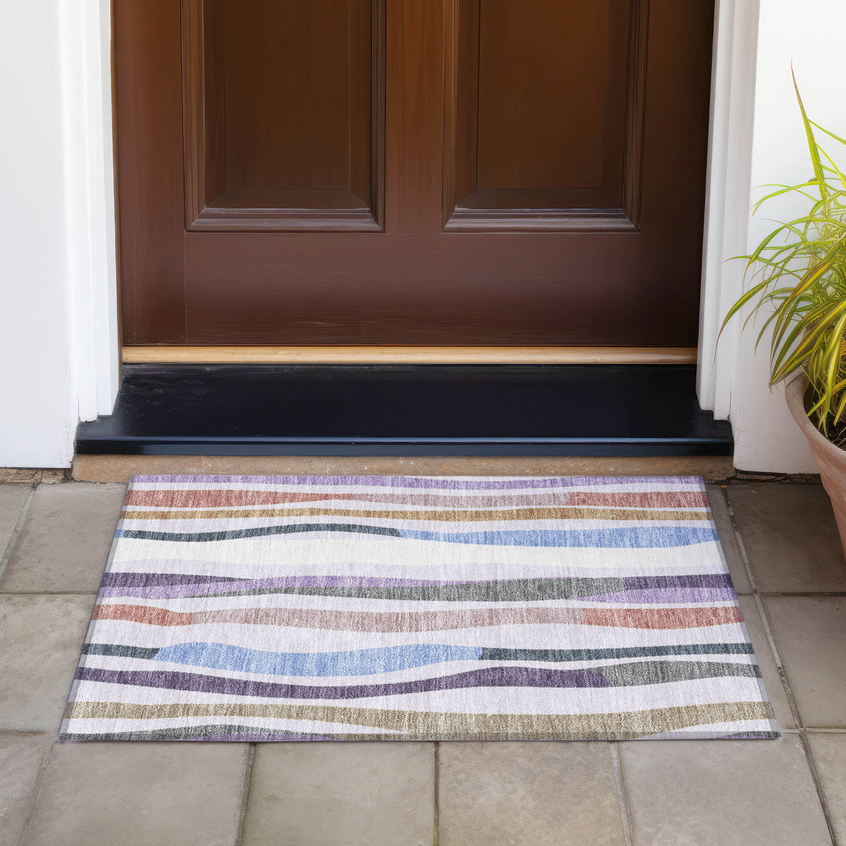 Addison Chantille ACN2188 Stripes Machine Made Transitional Lavender Rug