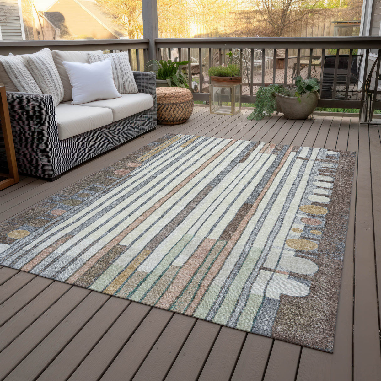 Addison Chantille ACN2189 Geometric Machine Made Transitional Brown Rug