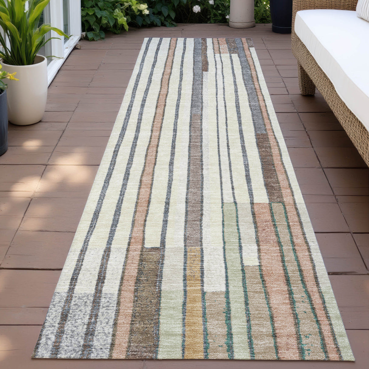 Addison Chantille ACN2189 Geometric Machine Made Transitional Brown Rug