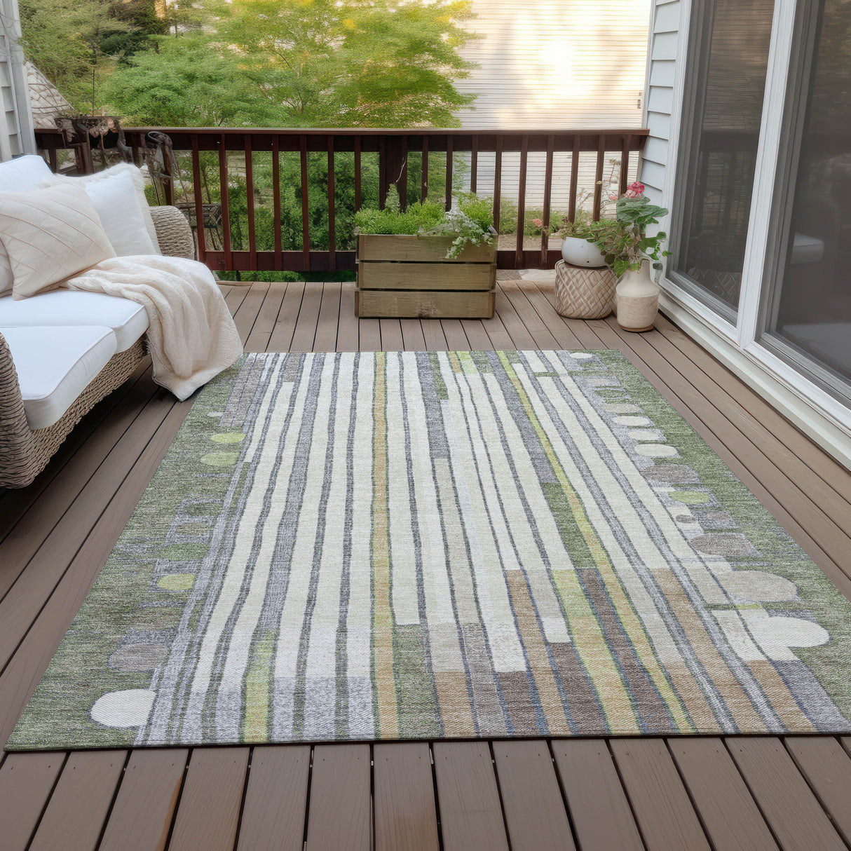 Addison Chantille ACN2189 Geometric Machine Made Transitional Olive Rug