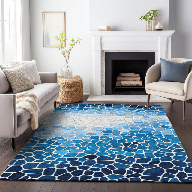 Addison Chantille ACN2190 Geometric Machine Made Transitional Blue Rug