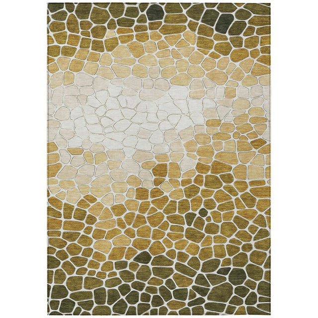 Addison Chantille ACN2190 Geometric Machine Made Transitional Gold Rug