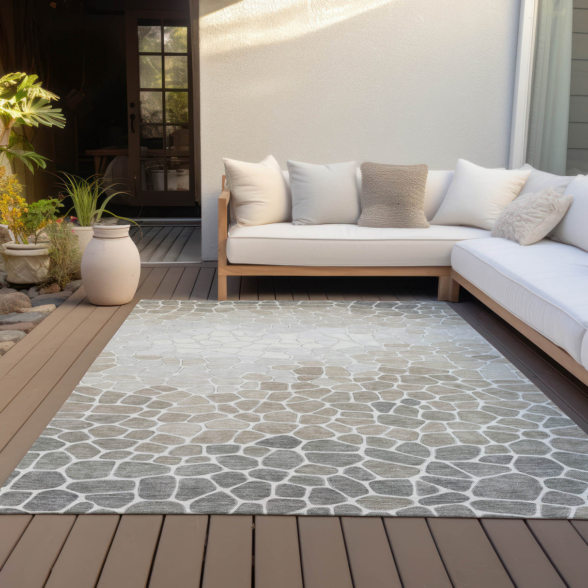 Addison Chantille ACN2190 Geometric Machine Made Transitional Taupe Rug