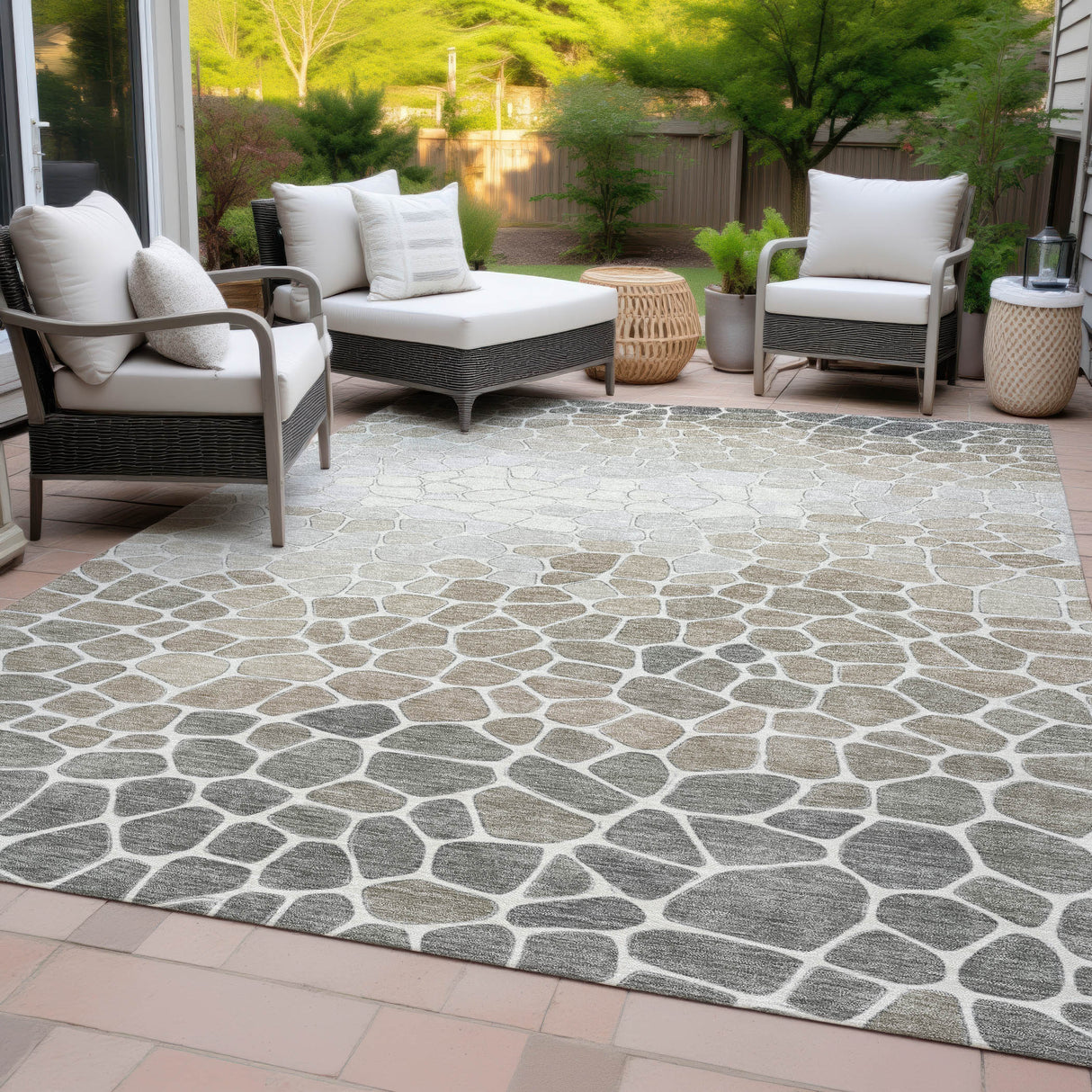 Addison Chantille ACN2190 Geometric Machine Made Transitional Taupe Rug