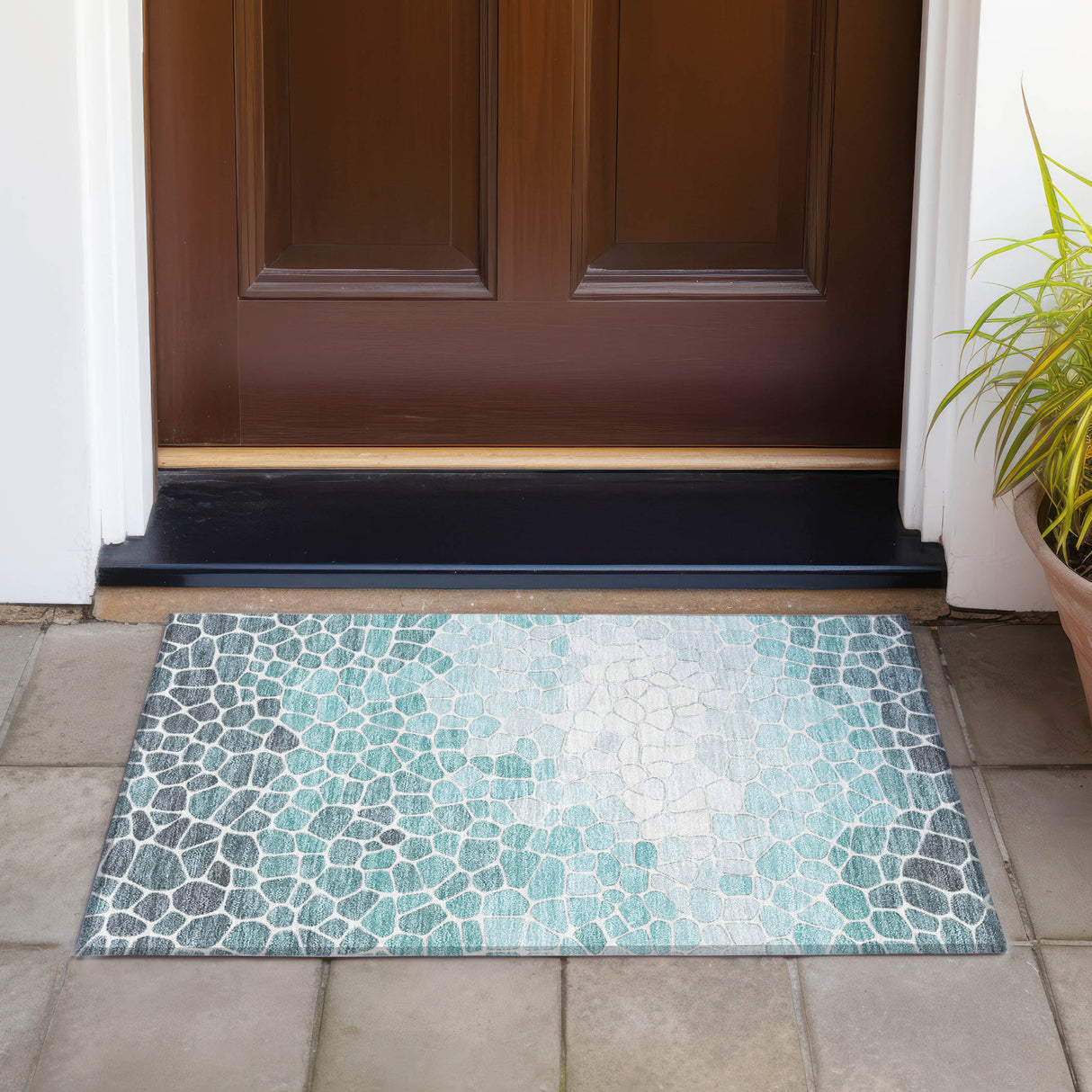Addison Chantille ACN2190 Geometric Machine Made Transitional Teal Rug