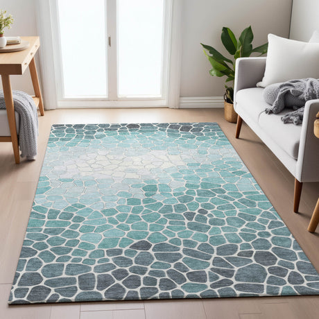 Addison Chantille ACN2190 Geometric Machine Made Transitional Teal Rug