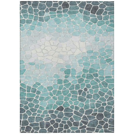 Addison Chantille ACN2190 Geometric Machine Made Transitional Teal Rug