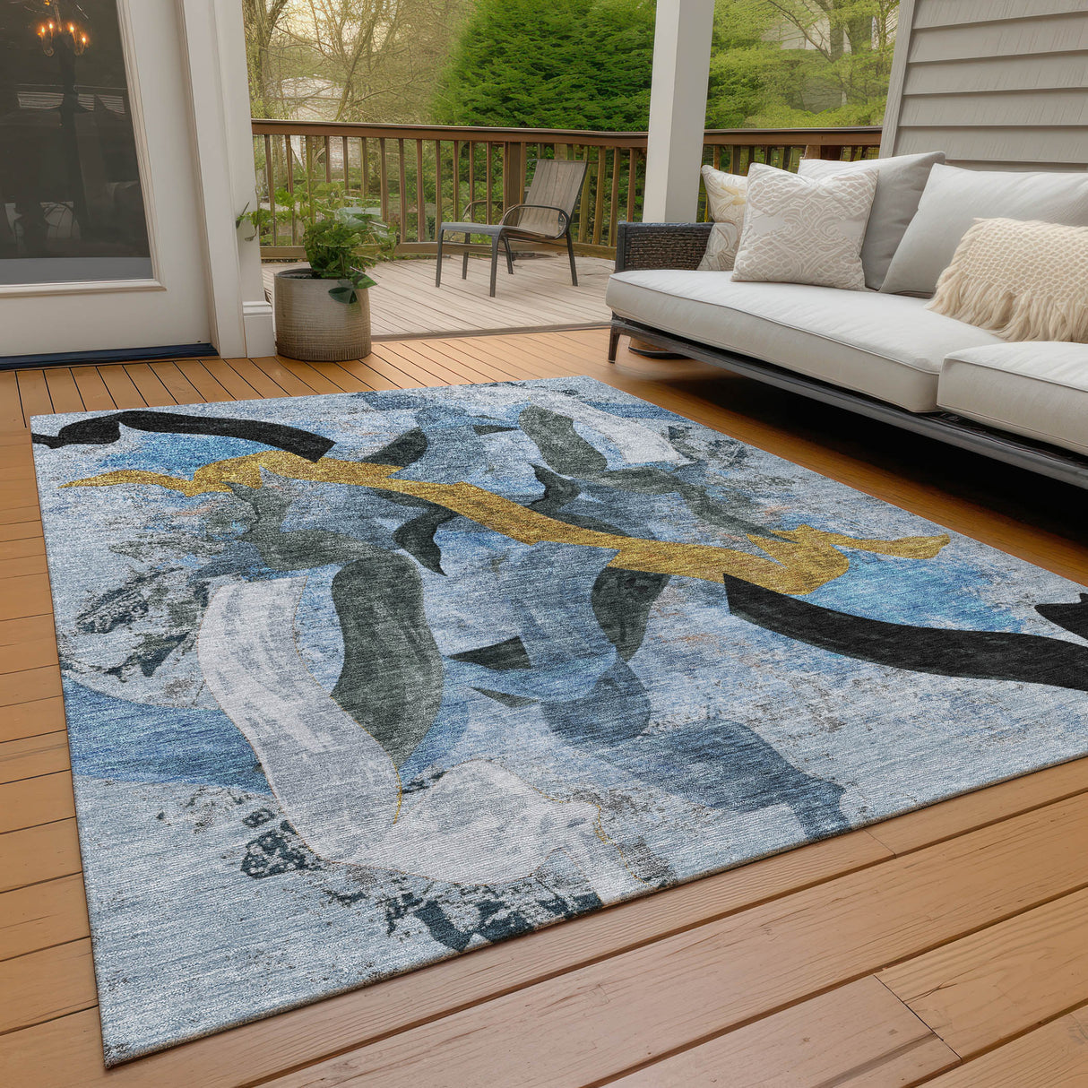 Addison Chantille ACN2191 Abstract Machine Made Transitional Denim Rug