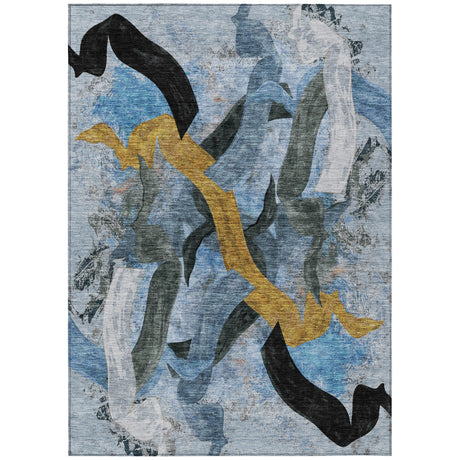 Addison Chantille ACN2191 Abstract Machine Made Transitional Denim Rug