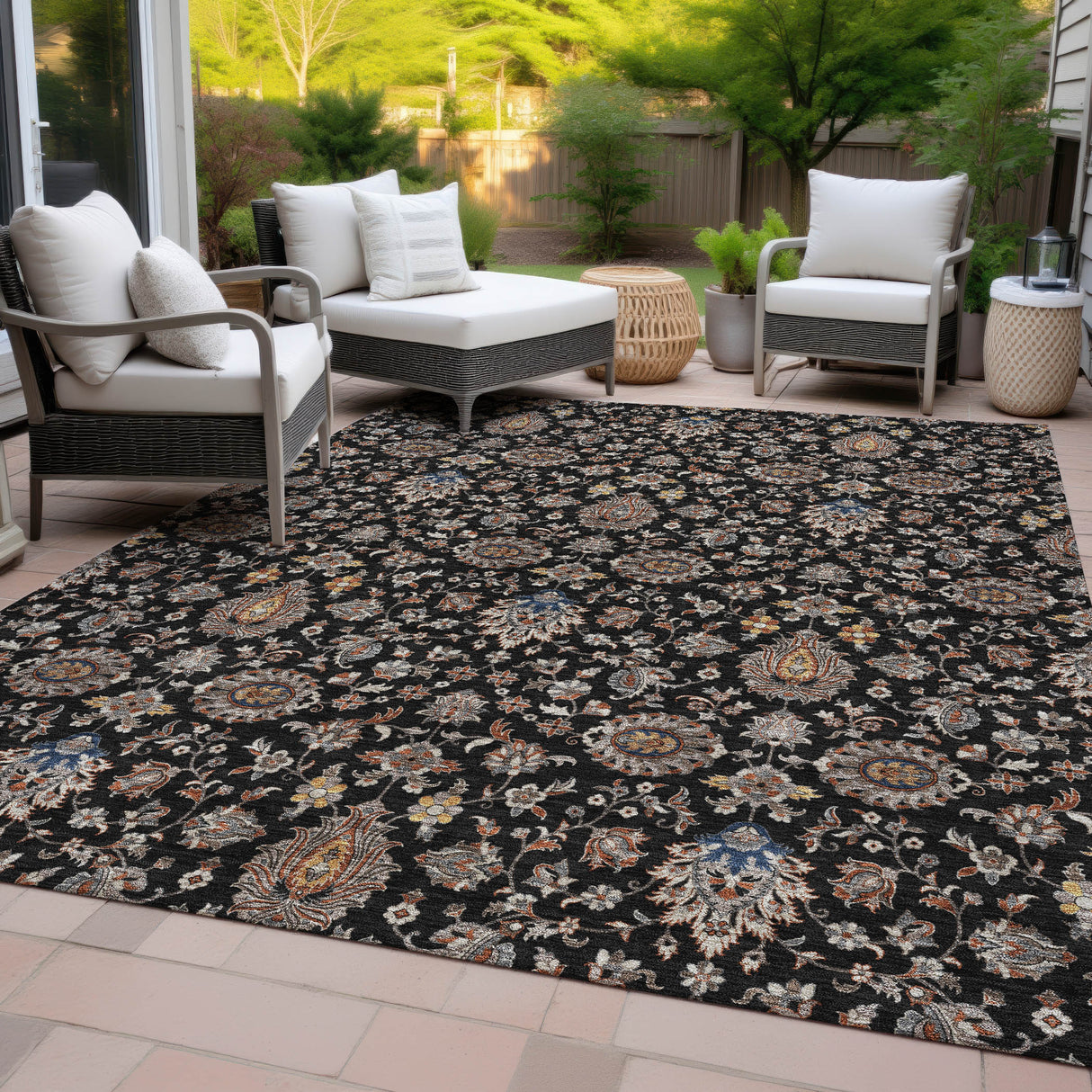 Addison Chantille ACN2192 Global Machine Made Traditional Black Rug