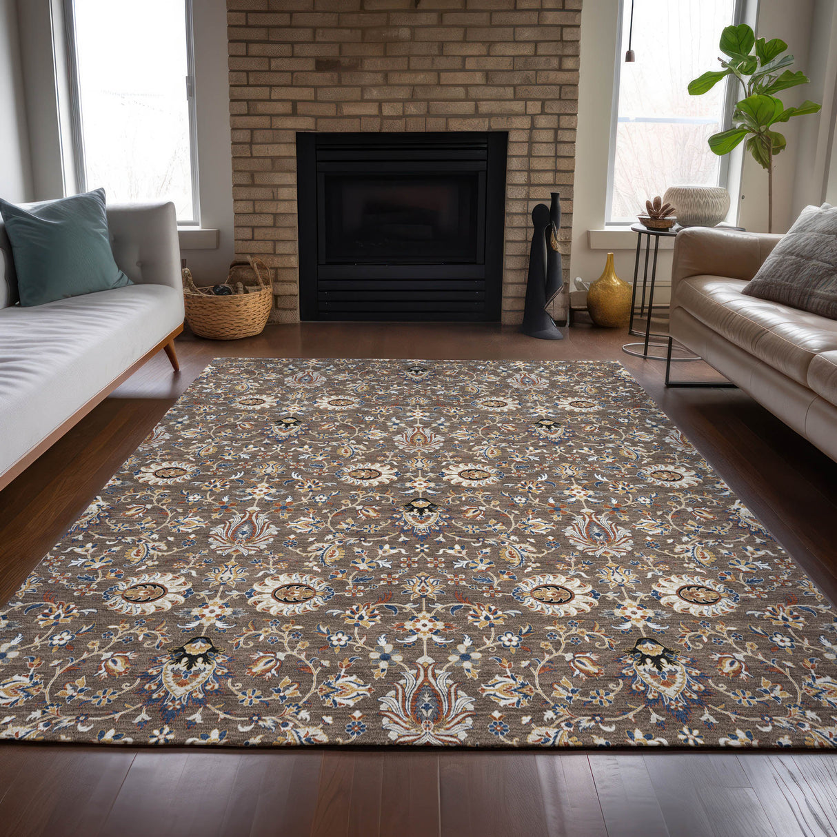 Addison Chantille ACN2192 Global Machine Made Traditional Chocolate Rug