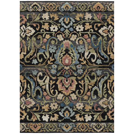 Addison Chantille ACN2193 Floral Machine Made Transitional Black Rug