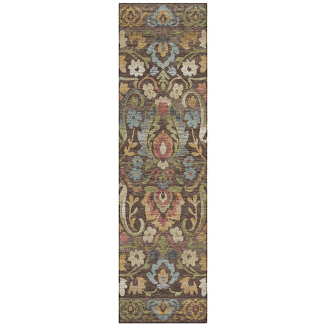 Addison Chantille ACN2193 Floral Machine Made Transitional Chocolate Rug