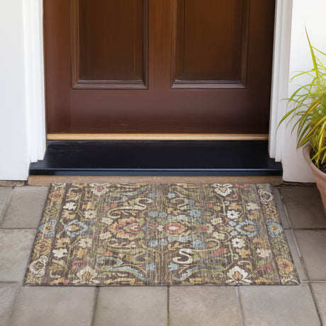 Addison Chantille ACN2193 Floral Machine Made Transitional Chocolate Rug