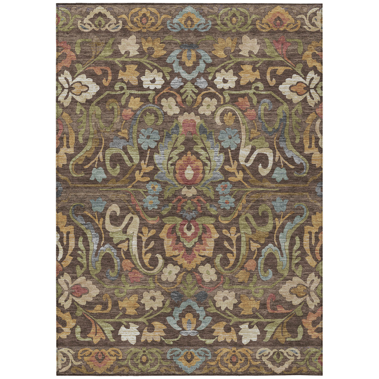 Addison Chantille ACN2193 Floral Machine Made Transitional Chocolate Rug
