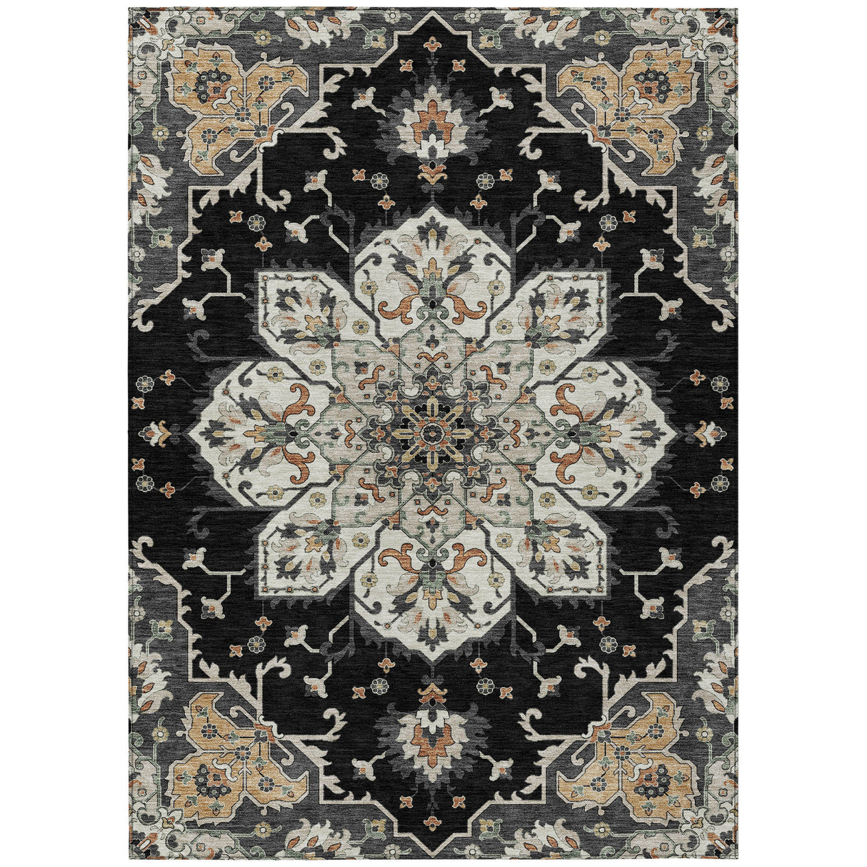 Addison Chantille ACN2194 Global Machine Made Traditional Black Rug