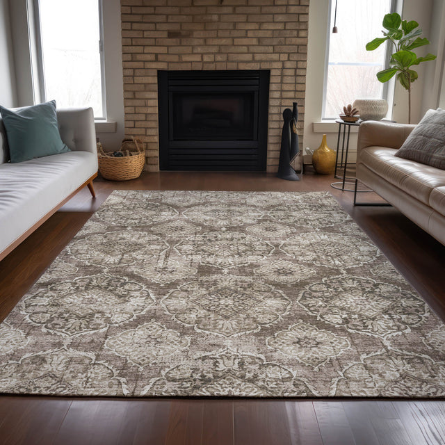 Addison Chantille ACN2196 Panel Machine Made Transitional Chocolate Rug