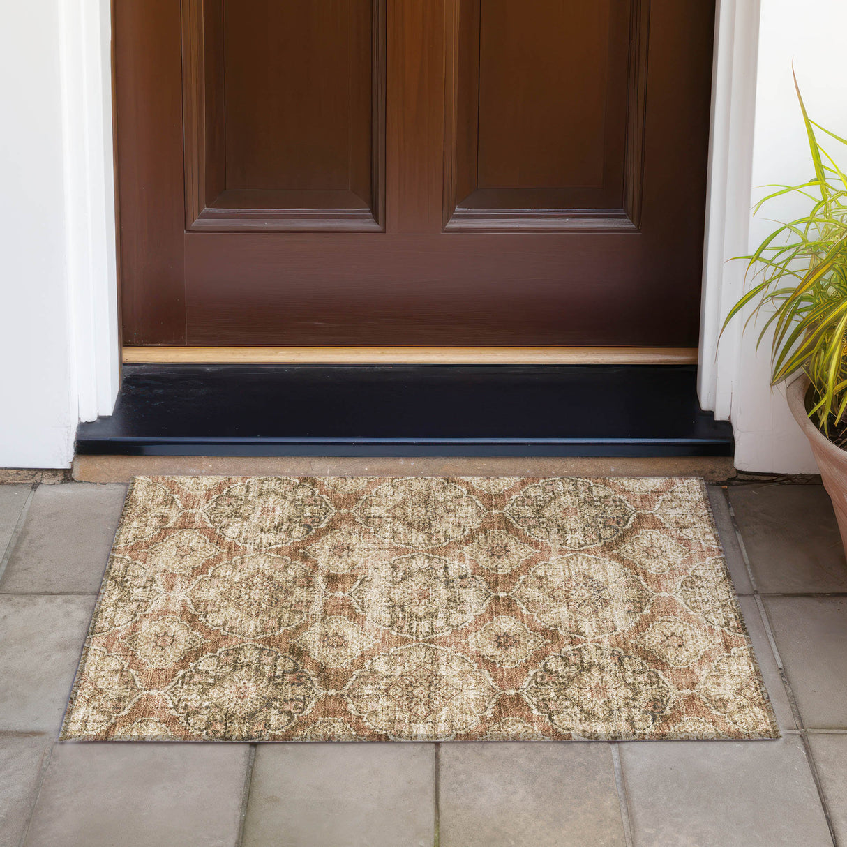 Addison Chantille ACN2196 Panel Machine Made Transitional Paprika Rug