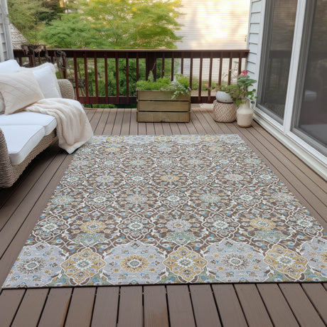 Addison Chantille ACN2199 Panel Machine Made Transitional Chocolate Rug