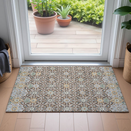 Addison Chantille ACN2199 Panel Machine Made Transitional Chocolate Rug