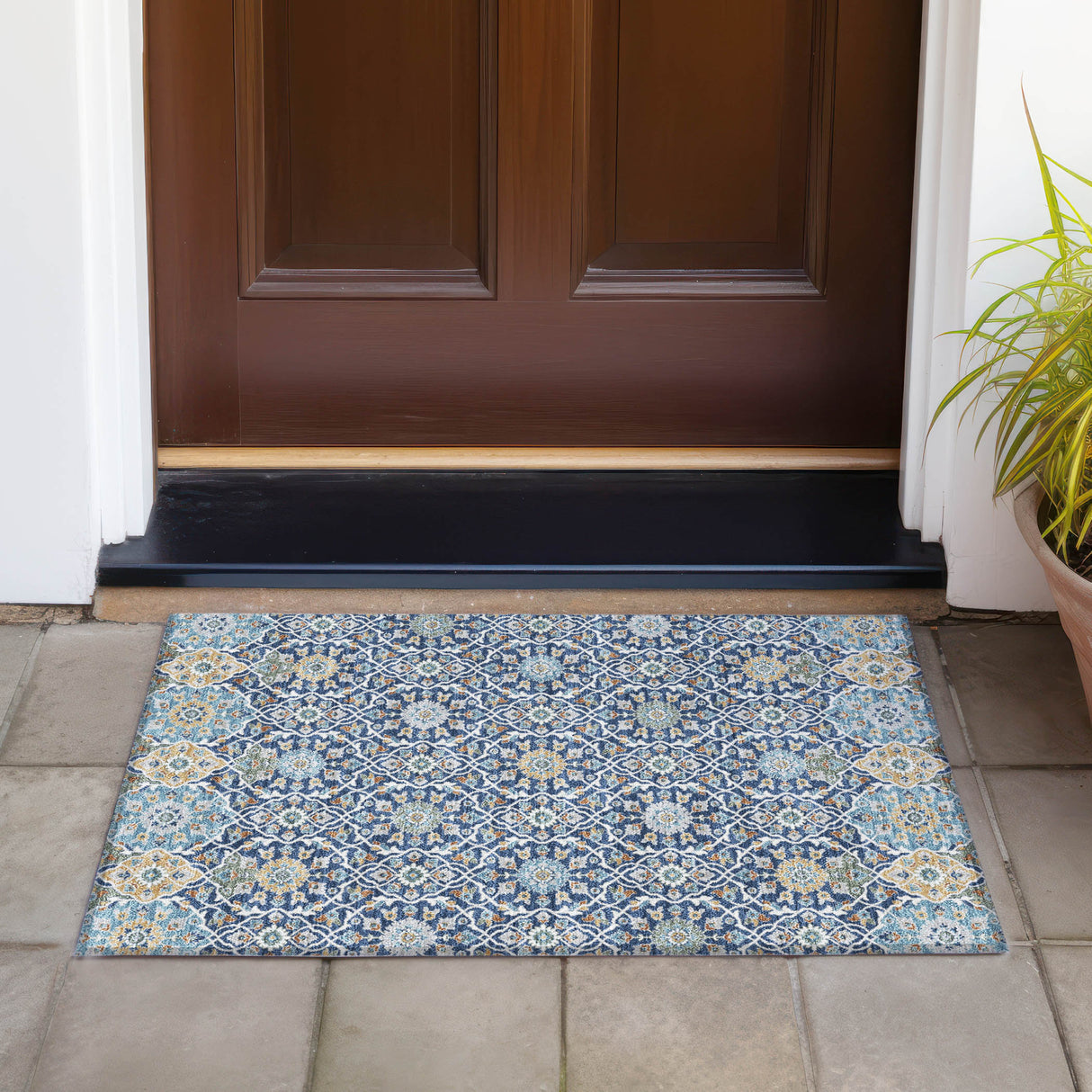 Addison Chantille ACN2199 Panel Machine Made Transitional Navy Rug