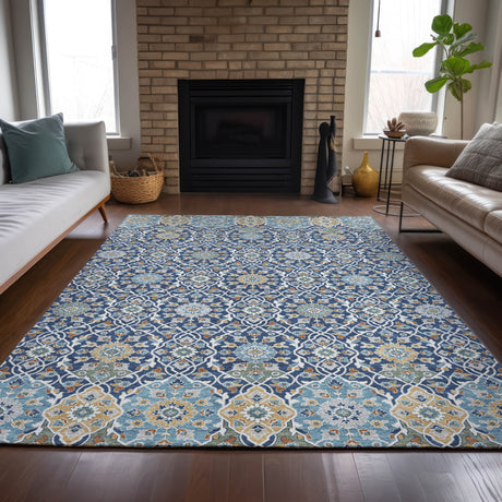 Addison Chantille ACN2199 Panel Machine Made Transitional Navy Rug