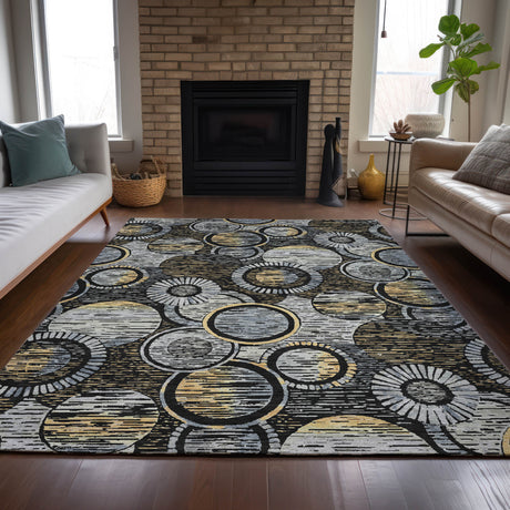 Addison Chantille ACN2206 Geometric Machine Made Transitional Black Rug