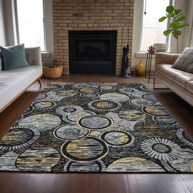 Addison Chantille ACN2206 Geometric Machine Made Transitional Black Rug