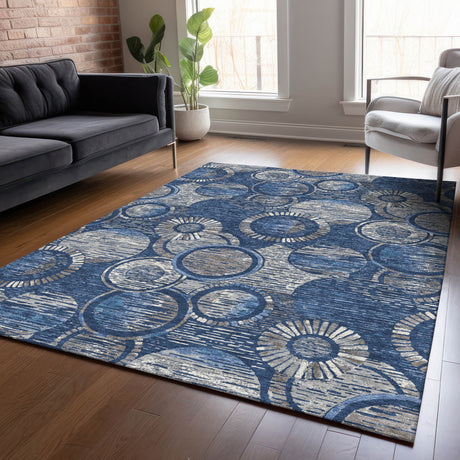 Addison Chantille ACN2206 Geometric Machine Made Transitional Navy Rug