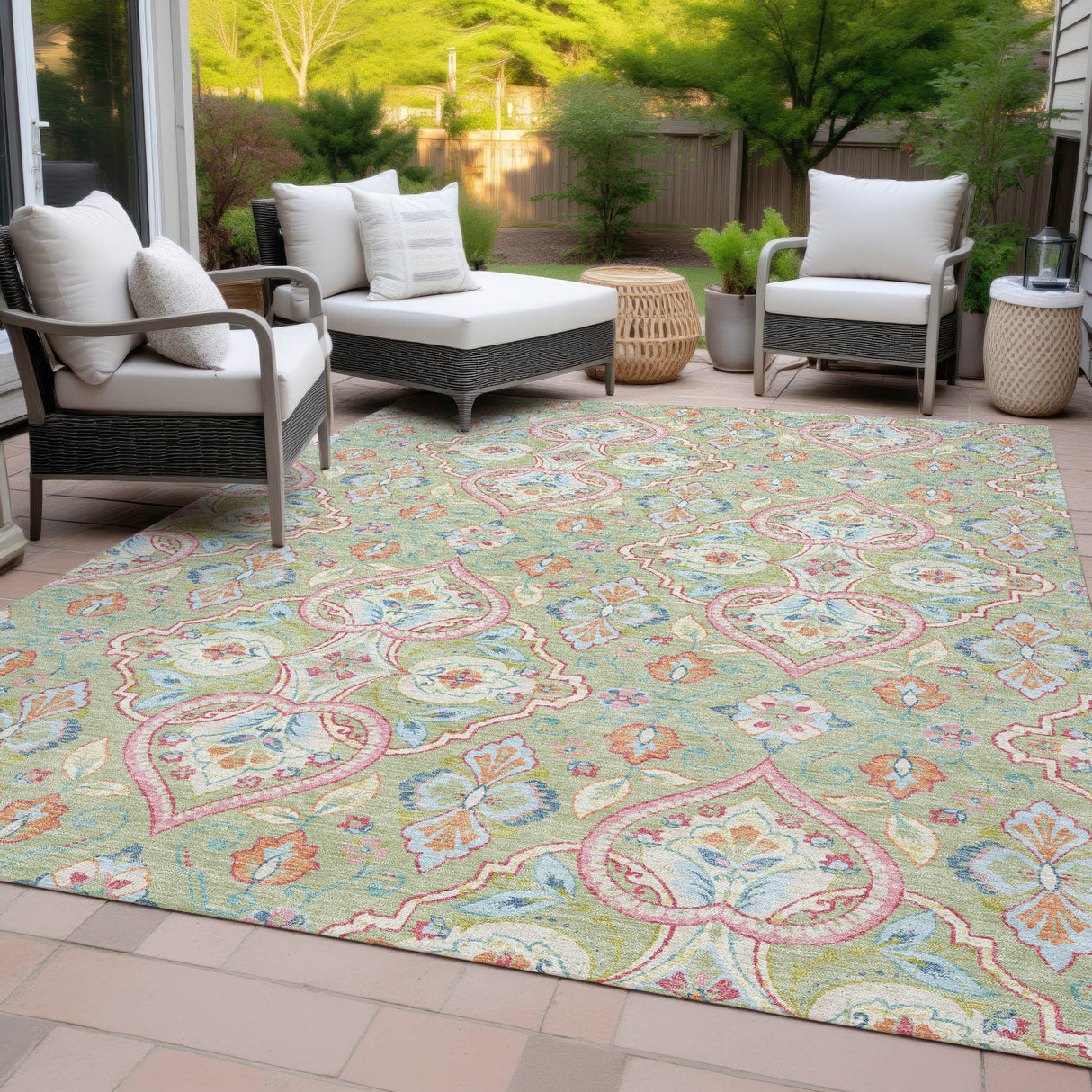 Addison Chantille ACN2207 Bohemian Machine Made Transitional Aloe Rug