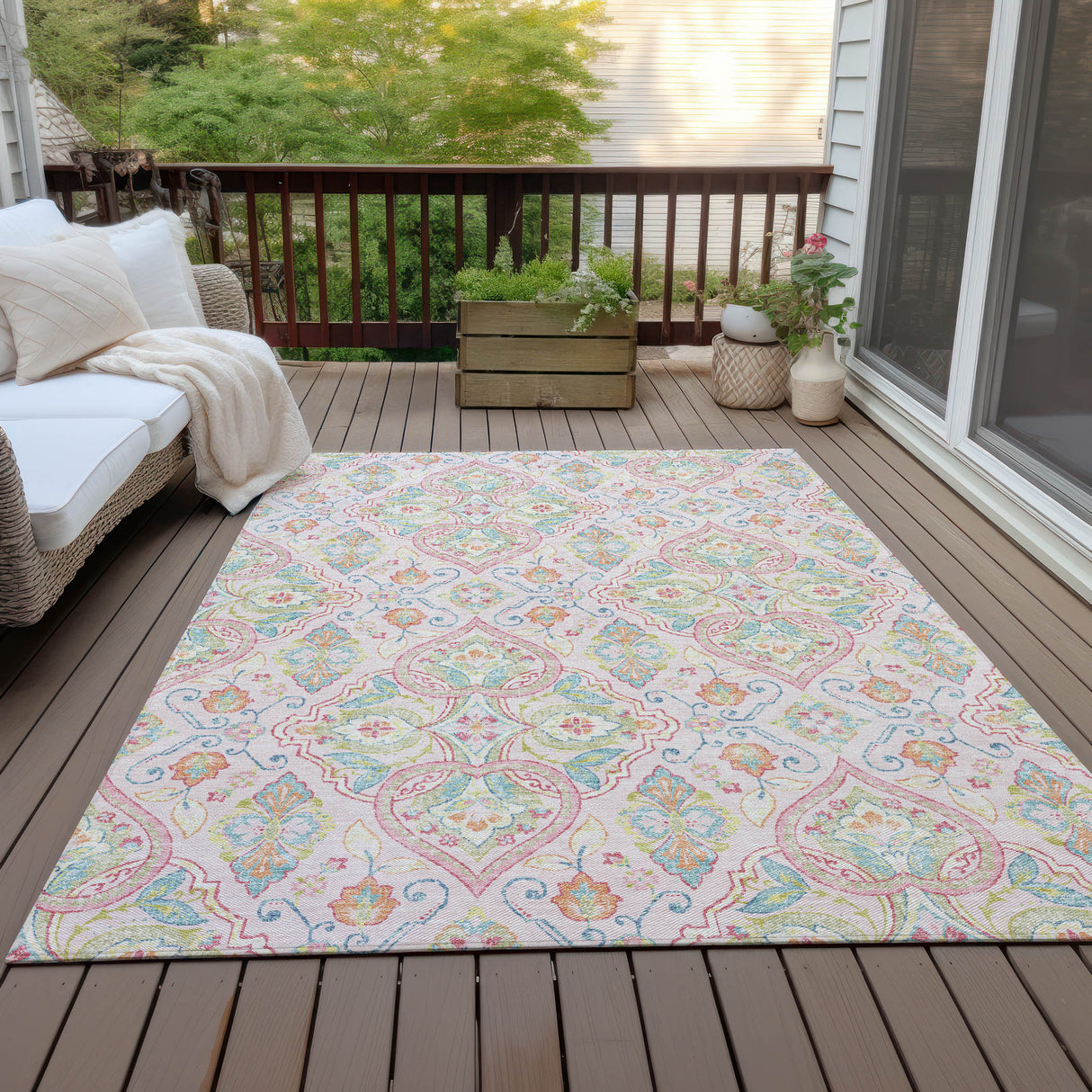 Addison Chantille ACN2207 Bohemian Machine Made Transitional Pink Rug