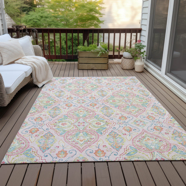 Addison Chantille ACN2207 Bohemian Machine Made Transitional Pink Rug