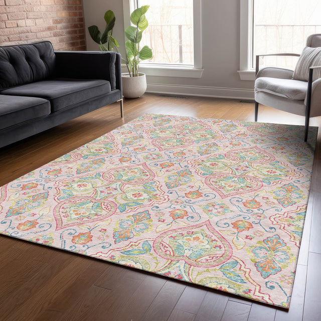 Addison Chantille ACN2207 Bohemian Machine Made Transitional Pink Rug