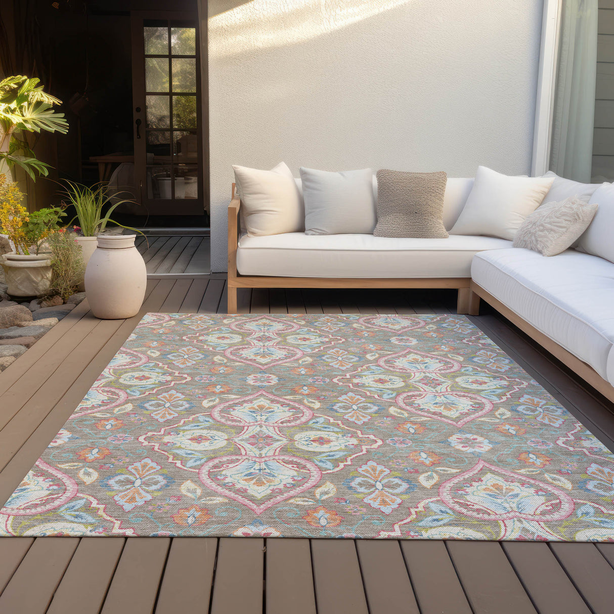 Addison Chantille ACN2207 Bohemian Machine Made Transitional Taupe Rug