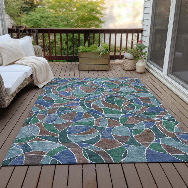 Addison Chantille ACN2208 Geometric Machine Made Transitional Blue Rug