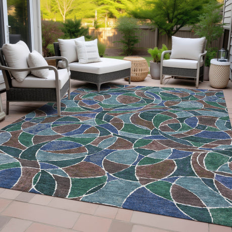 Addison Chantille ACN2208 Geometric Machine Made Transitional Blue Rug