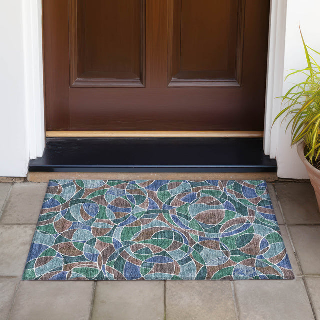 Addison Chantille ACN2208 Geometric Machine Made Transitional Blue Rug