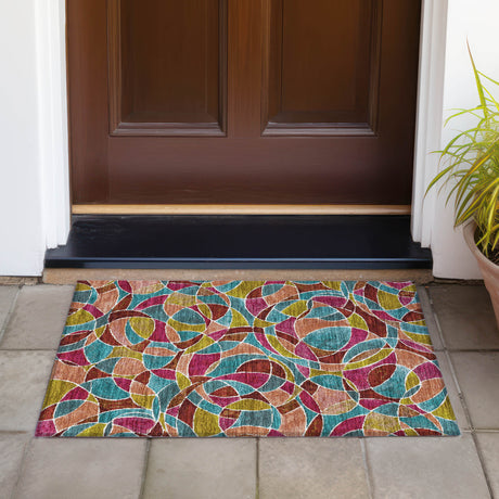 Addison Chantille ACN2208 Geometric Machine Made Transitional Merlot Rug